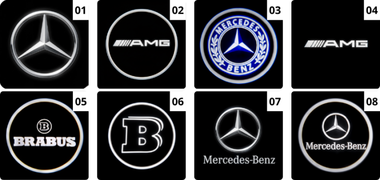 Efekt wyświetlania logo gwiazdy Mercedes-Benz na ziemi - projektor LED do drzwi.