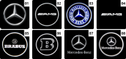 Efekt wyświetlania logo gwiazdy Mercedes-Benz na ziemi - projektor LED do drzwi.